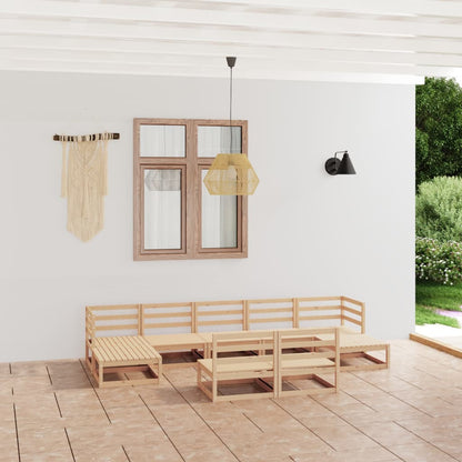 Set Divani da Giardino 9 pz in Legno Massello di Pino