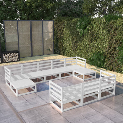 Set Divani da Giardino 10 pz in Legno Massello di Pino
