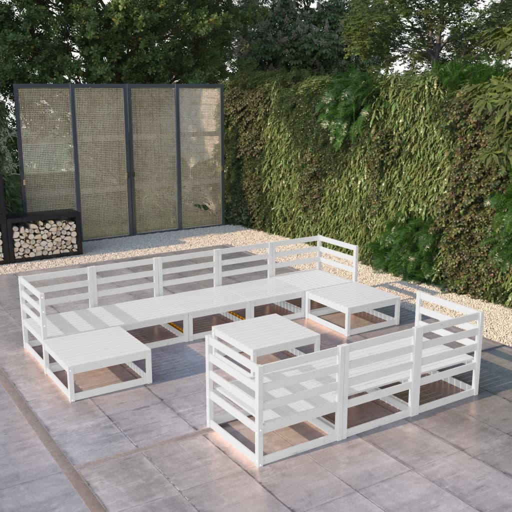 Set Divani da Giardino 11 pz in Legno Massello di Pino