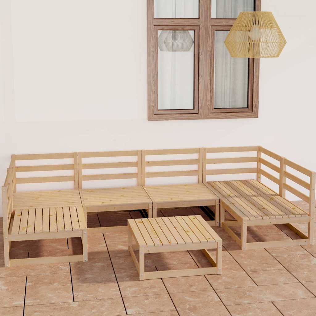 Set Divani da Giardino 7 pz in Legno Massello di Pino