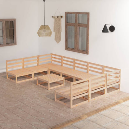 Set Divani da Giardino 10 pz in Legno Massello di Pino