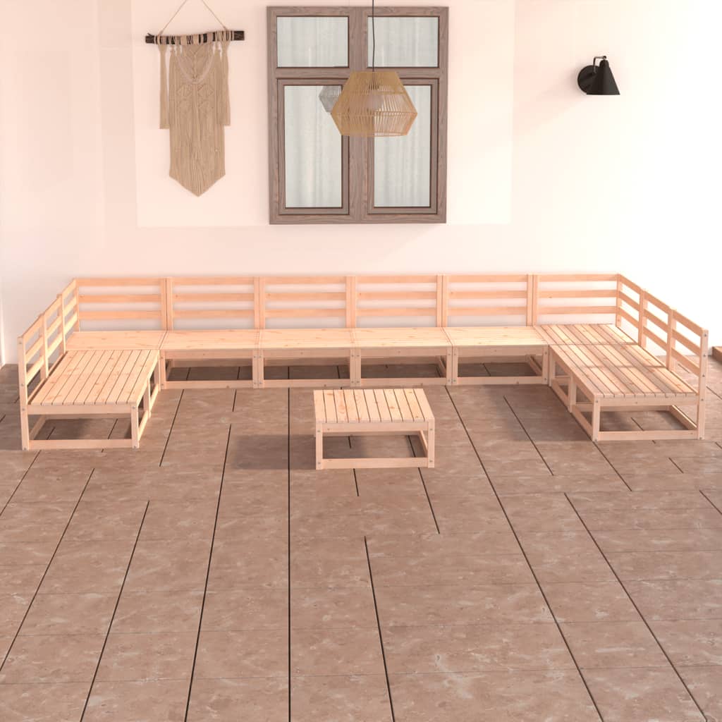 Set Divani da Giardino 11 pz in Legno Massello di Pino