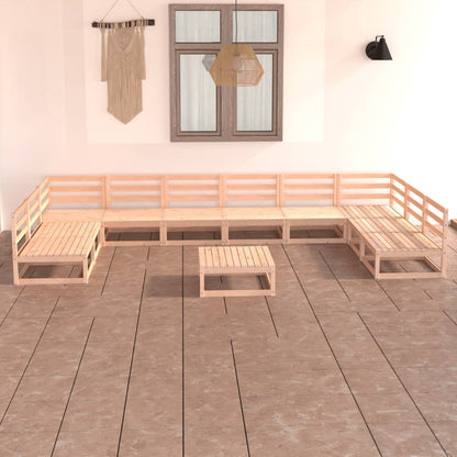 Set Divani da Giardino 11 pz in Legno Massello di Pino
