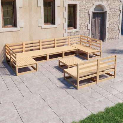 Set Divani da Giardino 10 pz in Legno Massello di Pino