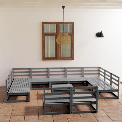 Set Divani da Giardino 12 pz in Legno Massello di Pino