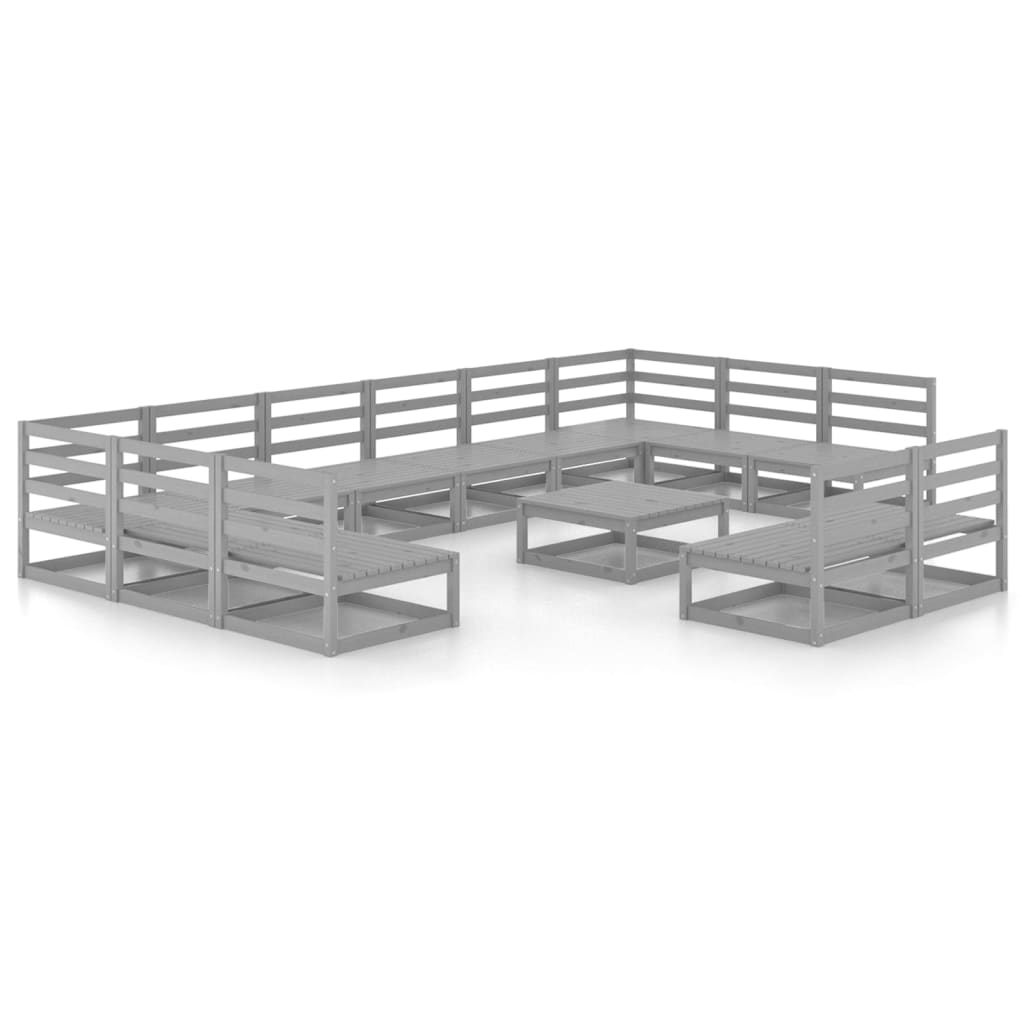 Set Divani da Giardino 13 pz in Legno Massello di Pino