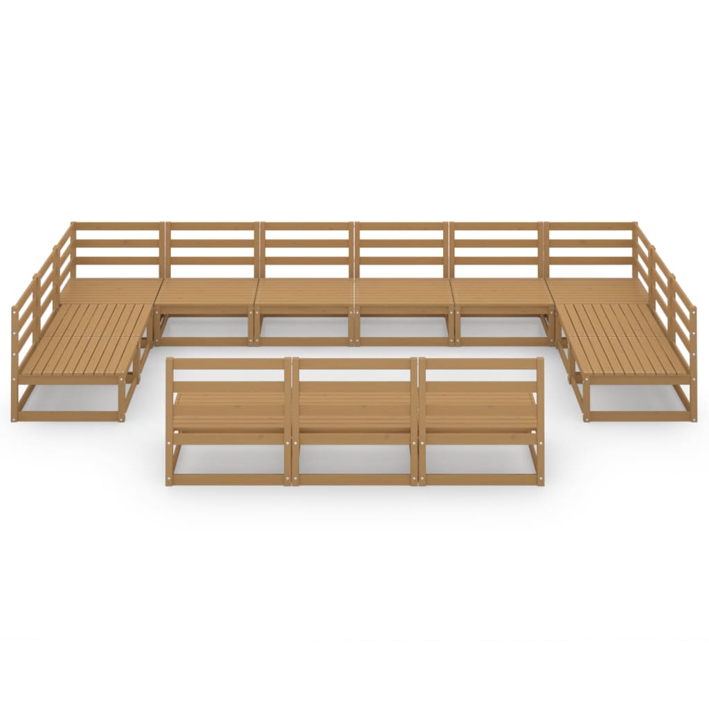 Set Divani da Giardino 13 pz in Legno Massello di Pino