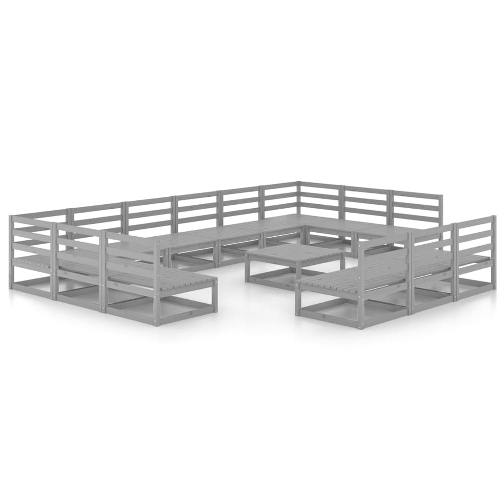Set Divani da Giardino 14 pz in Legno Massello di Pino