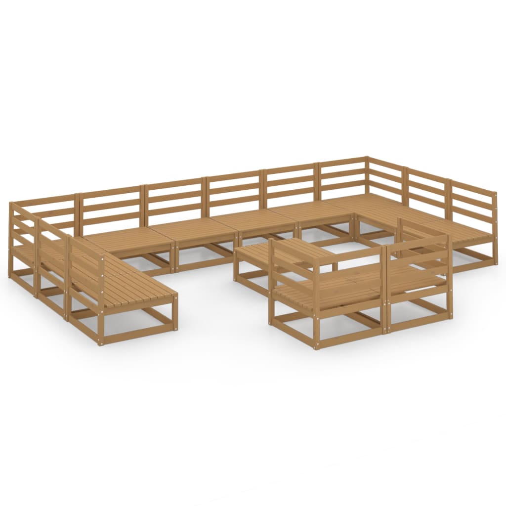 Set Divani da Giardino 13 pz in Legno Massello di Pino