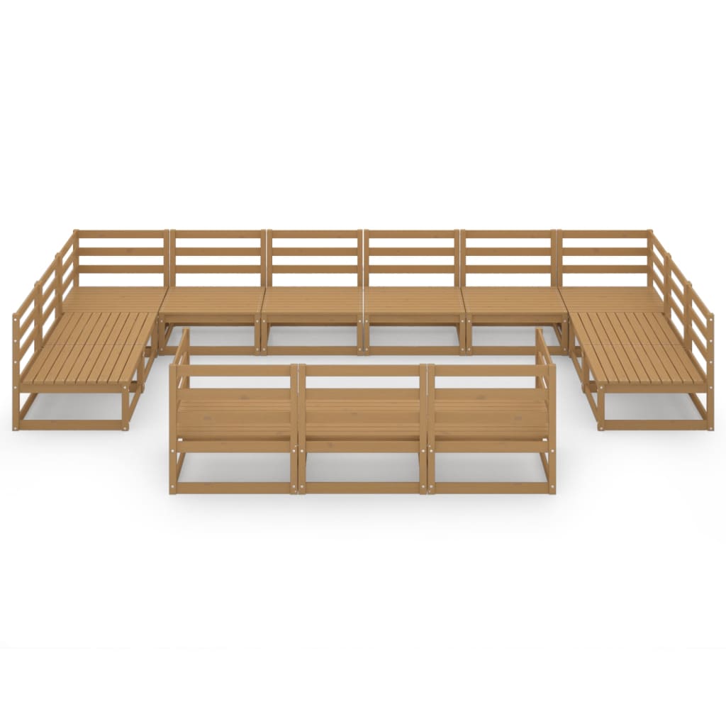 Set Divani da Giardino 13 pz in Legno Massello di Pino