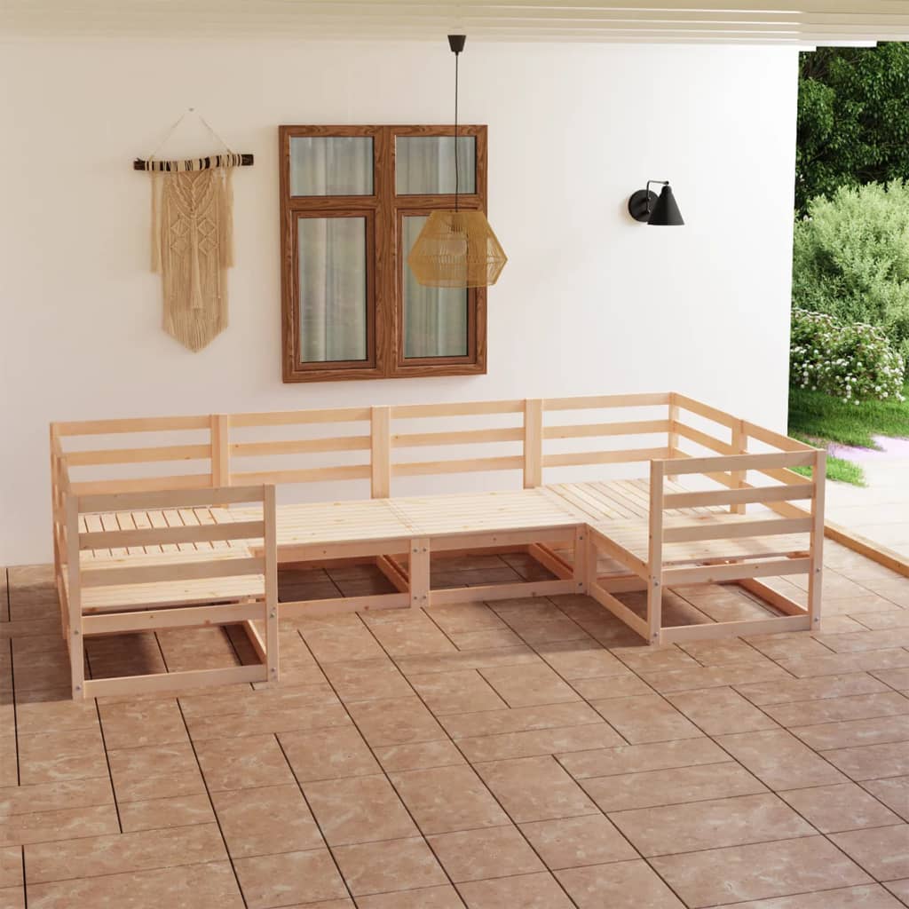 Set Divani da Giardino 6 pz in Legno Massello di Pino
