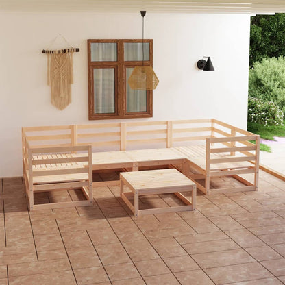 Set Divani da Giardino 7 pz in Legno Massello di Pino