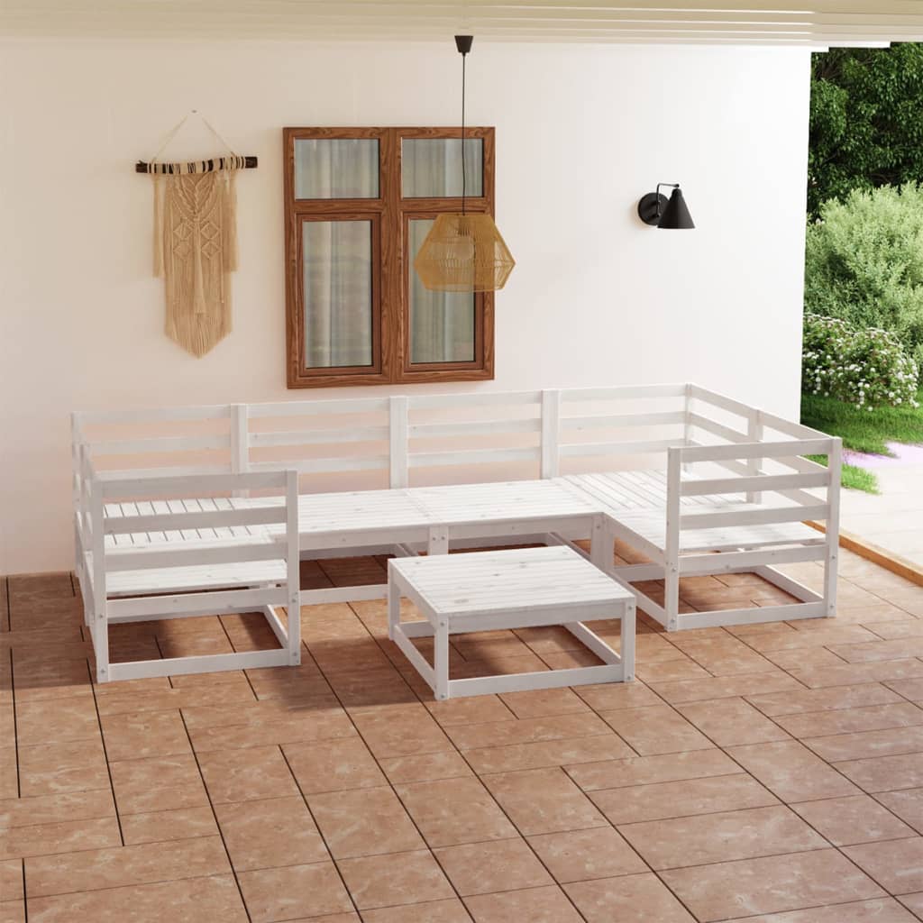 Set Divani da Giardino 7 pz in Legno Massello di Pino