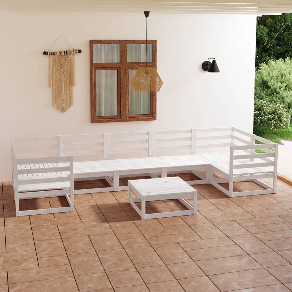 Set Salotto da Giardino 8 pz in Legno Massello di Pino