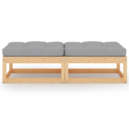 Poggiapiedi da Giardino con Cuscini 2pz Legno Massello di Pino