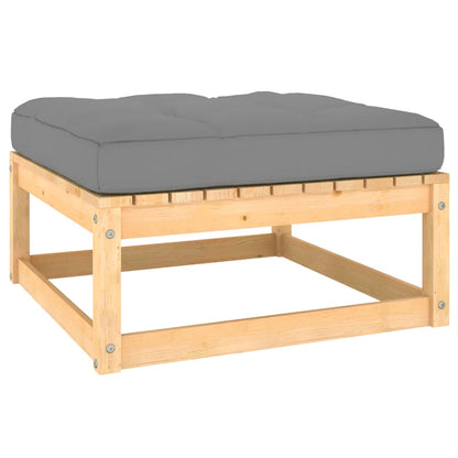 Poggiapiedi da Giardino con Cuscini 2pz Legno Massello di Pino