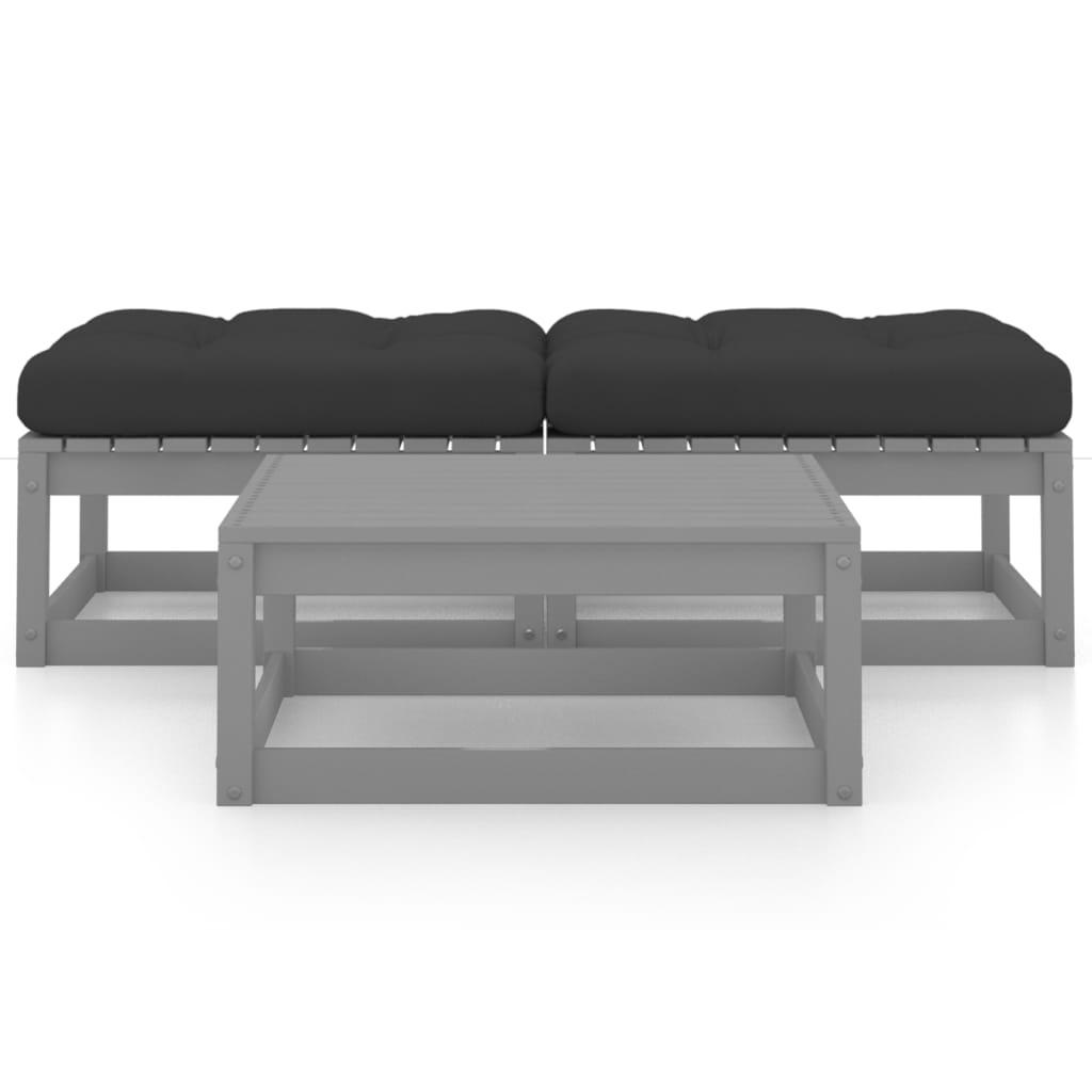 Set Divani da Giardino 3 pz con Cuscini Legno Massello di Pino