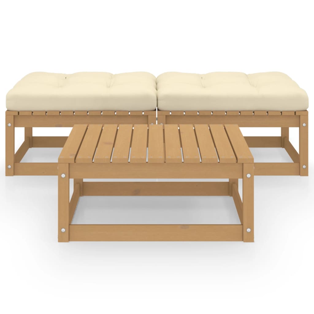 Set Divani da Giardino 3 pz con Cuscini Legno Massello di Pino