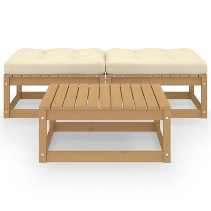 Set Divani da Giardino 3 pz con Cuscini Legno Massello di Pino