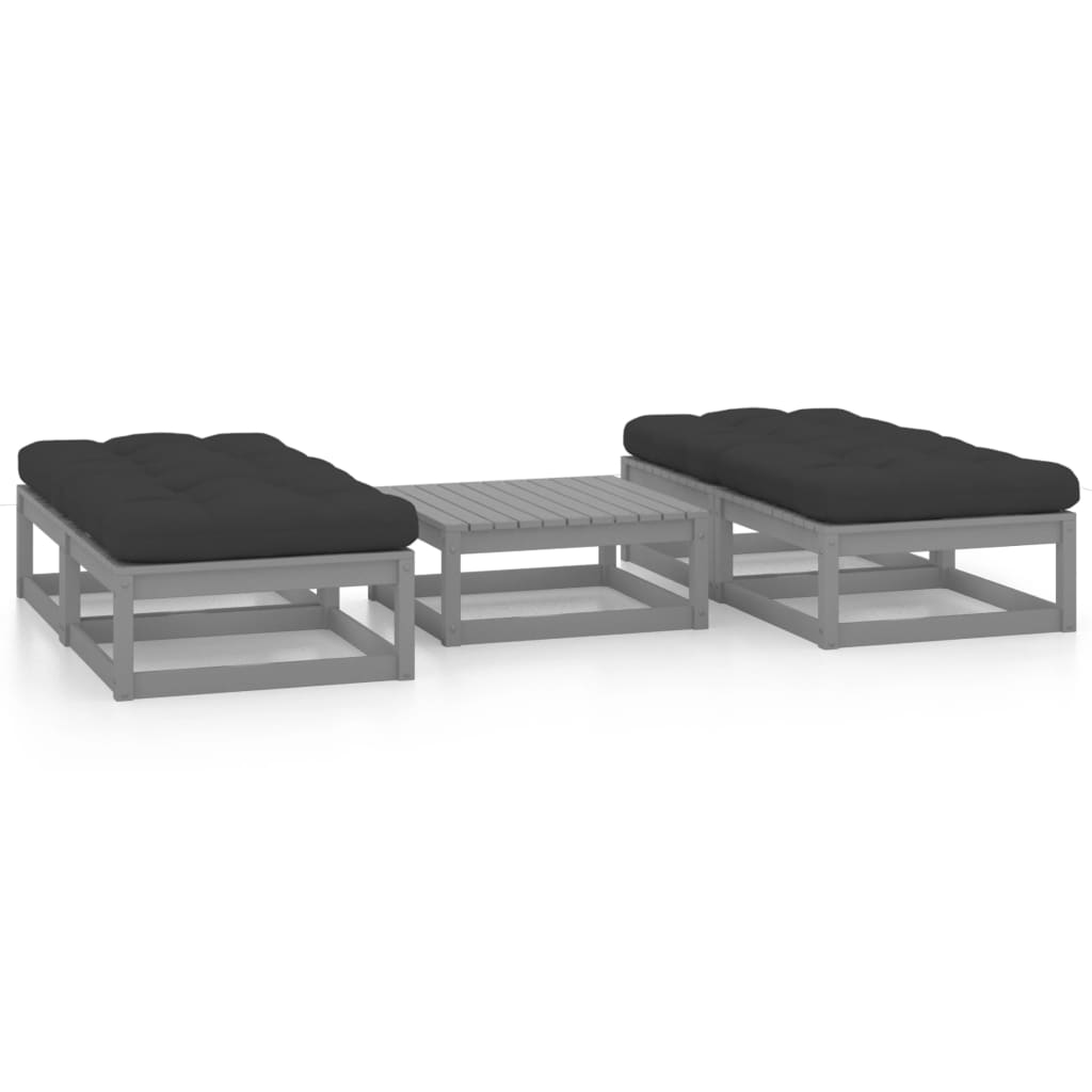 Set Divani da Giardino 5 pz con Cuscini Legno Massello di Pino