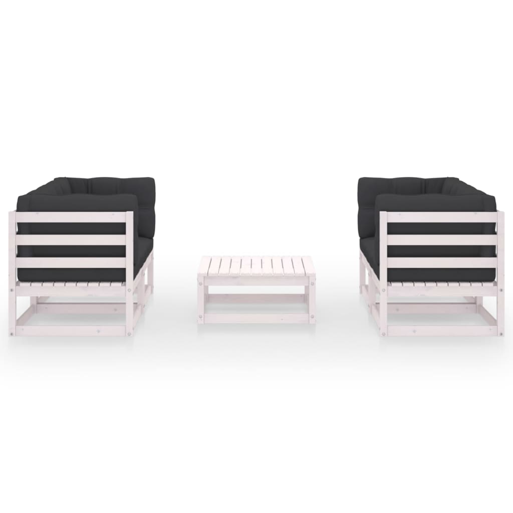 Set Divani da Giardino 5 pz con Cuscini Legno Massello di Pino