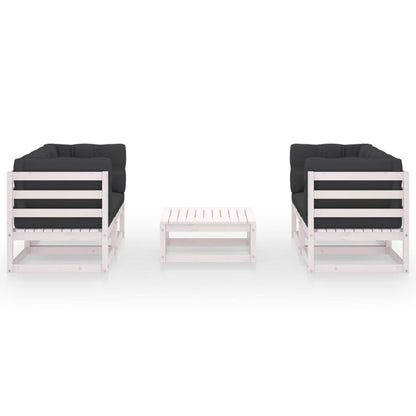 Set Divani da Giardino 5 pz con Cuscini Legno Massello di Pino