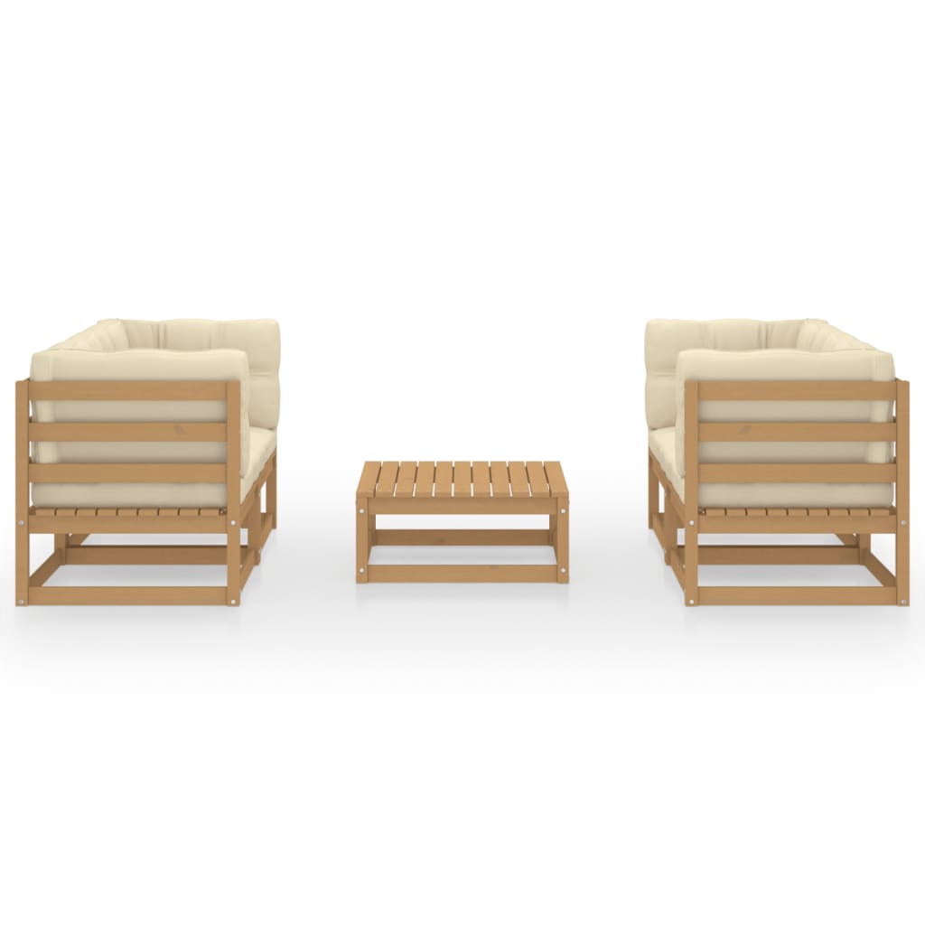 Set Divani da Giardino 5 pz con Cuscini Legno Massello di Pino