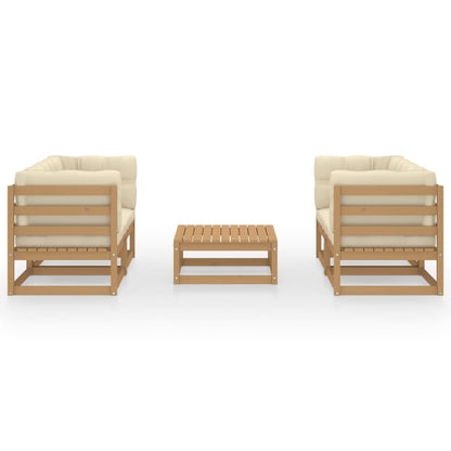 Set Divani da Giardino 5 pz con Cuscini Legno Massello di Pino