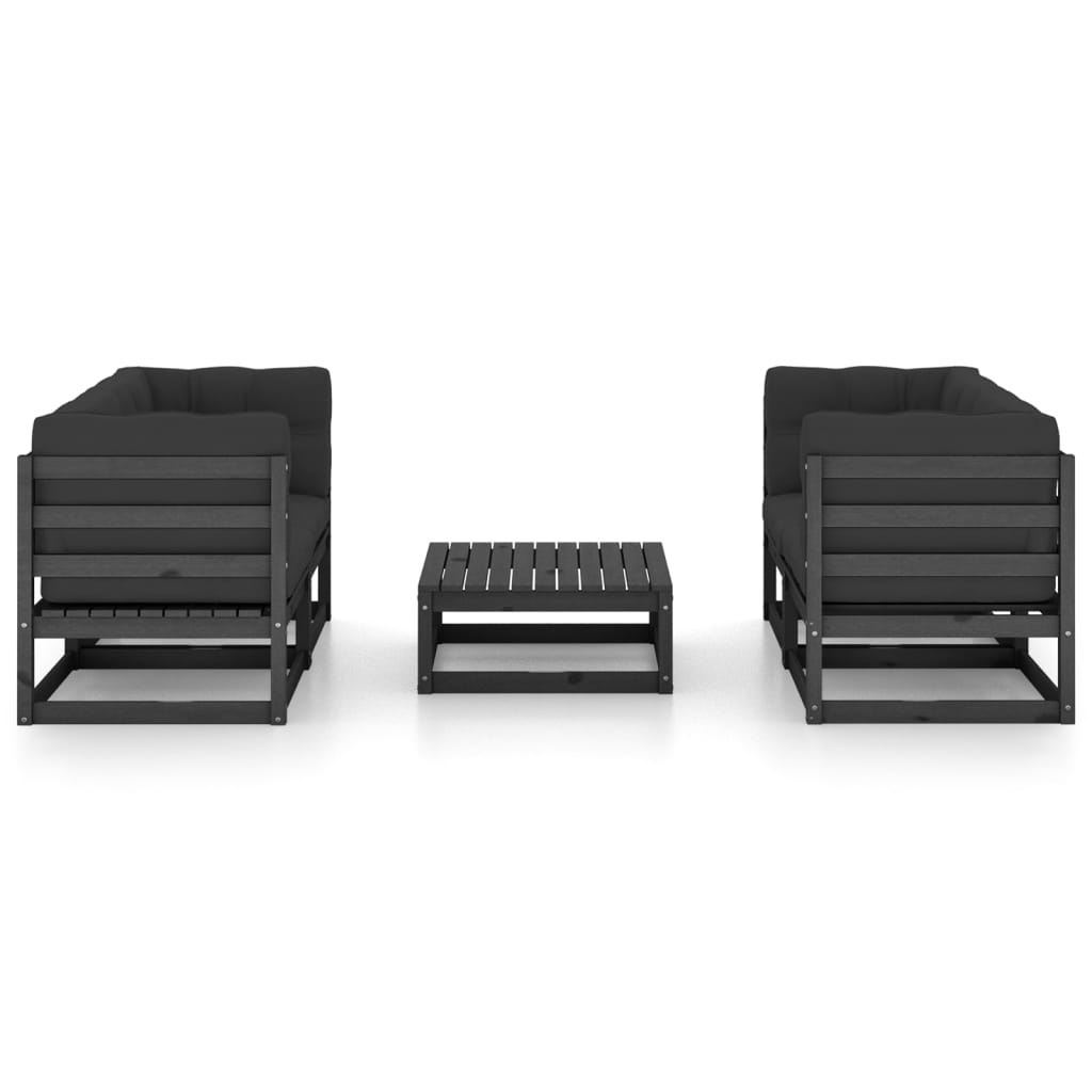 Set Divani da Giardino 5 pz con Cuscini Legno Massello di Pino