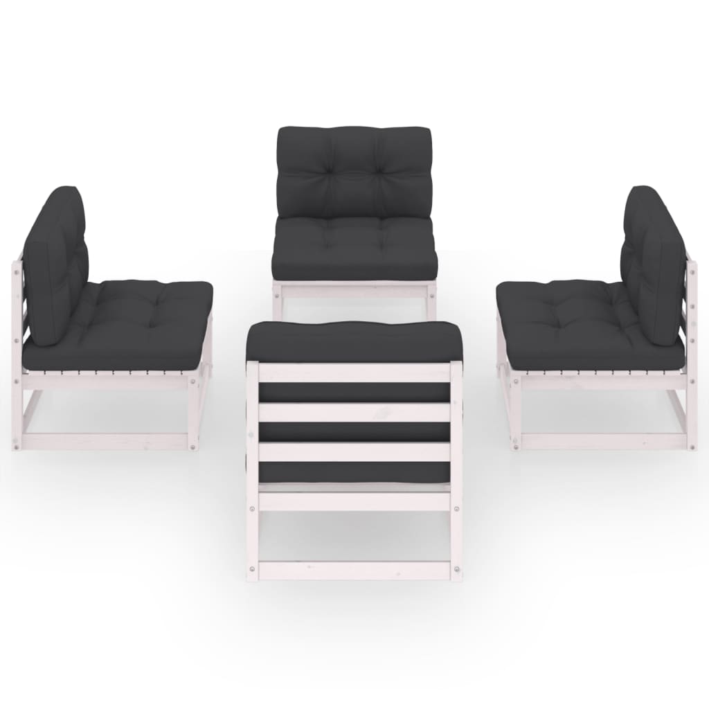 Set Divani da Giardino 4 pz con Cuscini Legno Massello Pino