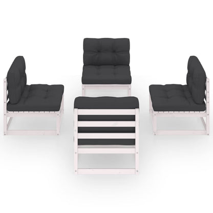 Set Divani da Giardino 4 pz con Cuscini Legno Massello Pino