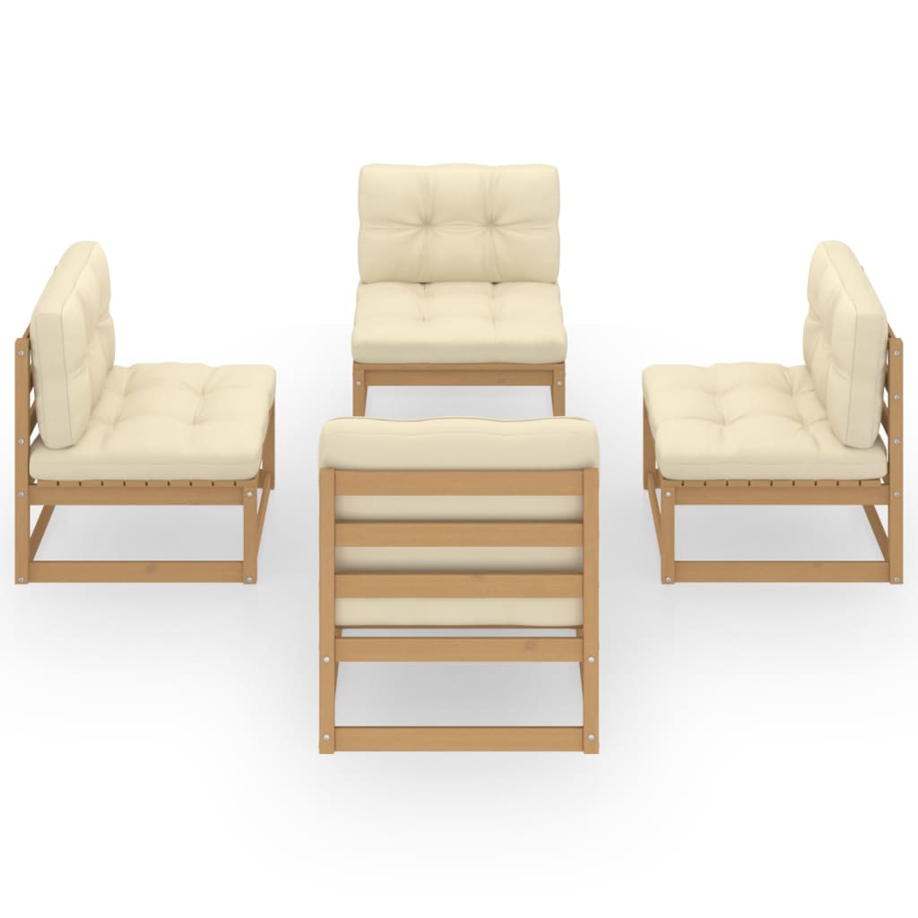 Set Divani da Giardino 4 pz con Cuscini Legno Massello Pino
