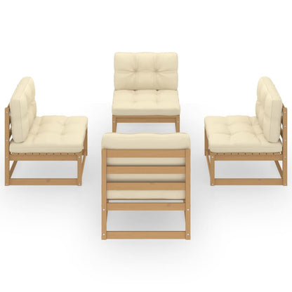 Set Divani da Giardino 4 pz con Cuscini Legno Massello Pino