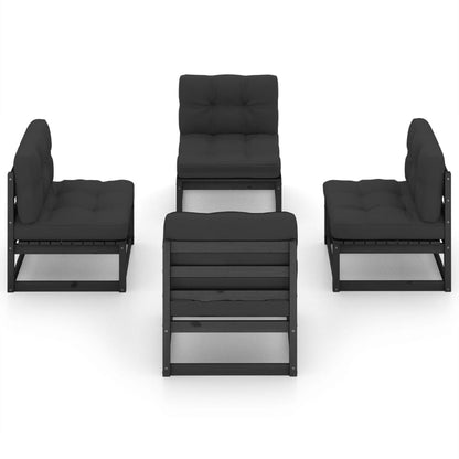 Set Divani da Giardino 4 pz con Cuscini Legno Massello Pino