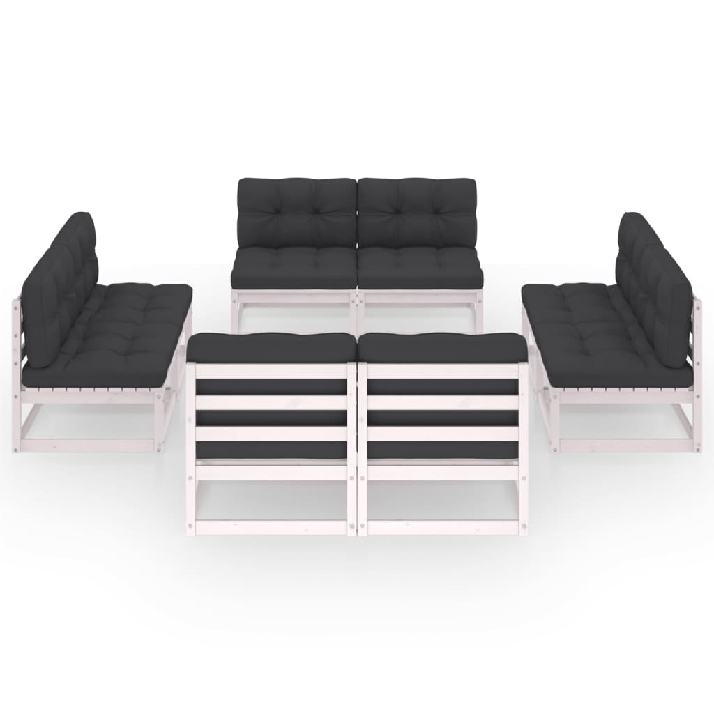 Set Divani da Giardino 8 pz con Cuscini Legno Massello Pino