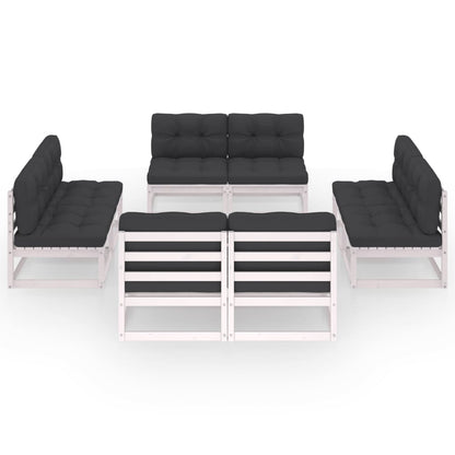 Set Divani da Giardino 8 pz con Cuscini Legno Massello Pino