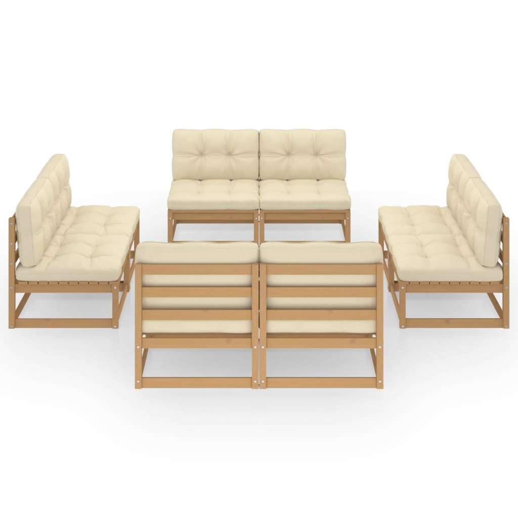Set Divani da Giardino 8 pz con Cuscini Legno Massello Pino