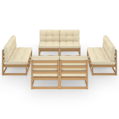 Set Divani da Giardino 8 pz con Cuscini Legno Massello Pino