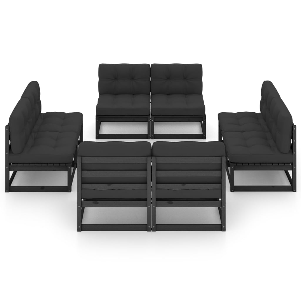 Set Divani da Giardino 8 pz con Cuscini Legno Massello Pino