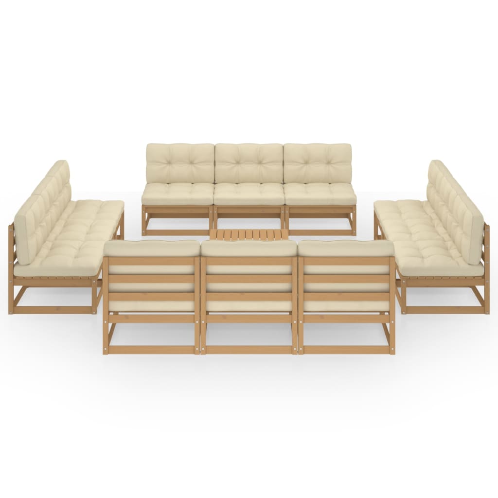 Set Divani da Giardino 13 pz con Cuscini Legno Massello di Pino