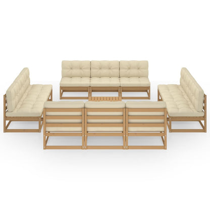 Set Divani da Giardino 13 pz con Cuscini Legno Massello di Pino