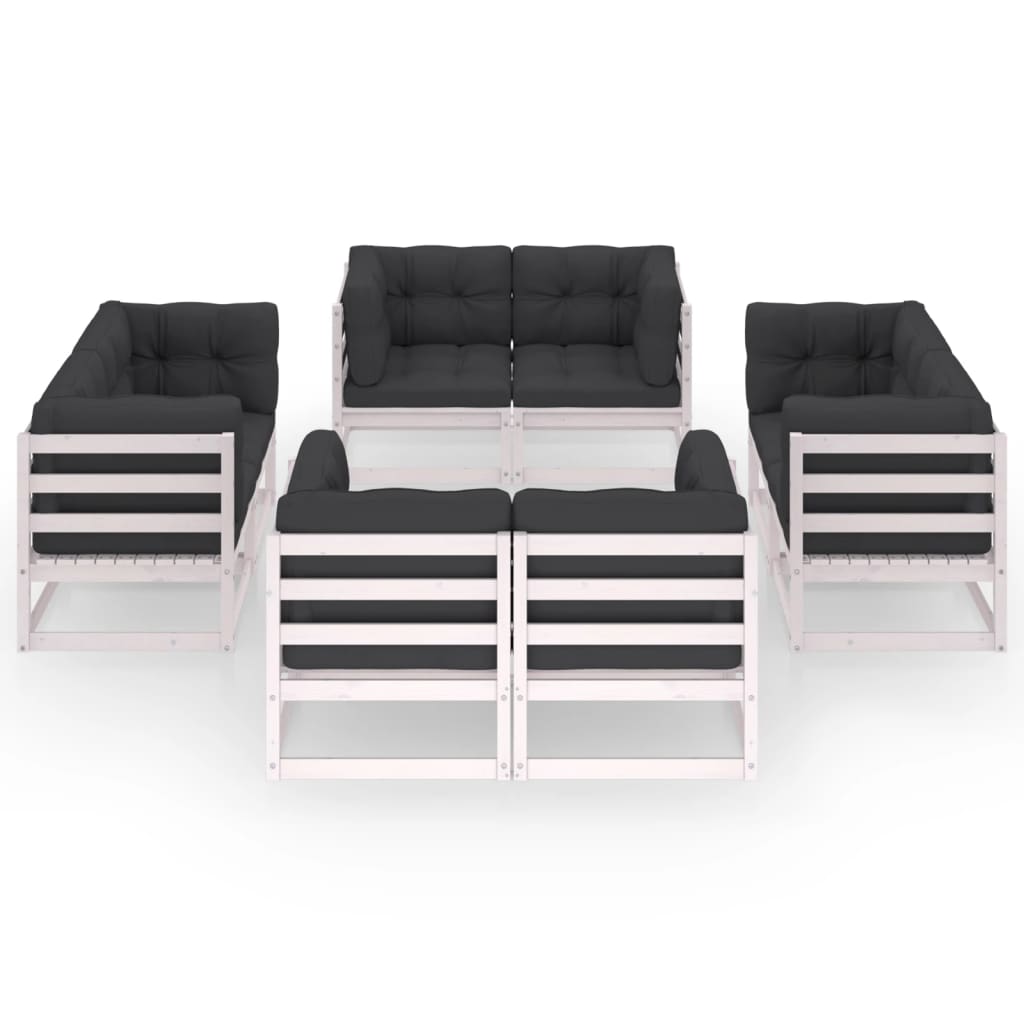 Set Divani da Giardino 8 pz con Cuscini Legno Massello Pino