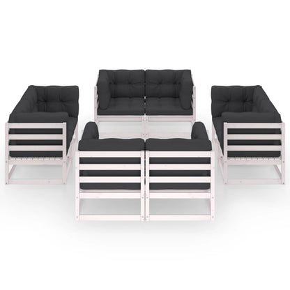 Set Divani da Giardino 8 pz con Cuscini Legno Massello Pino