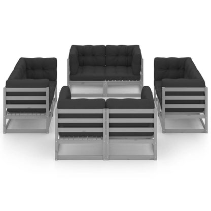 Set Divani da Giardino 8 pz con Cuscini Legno Massello Pino