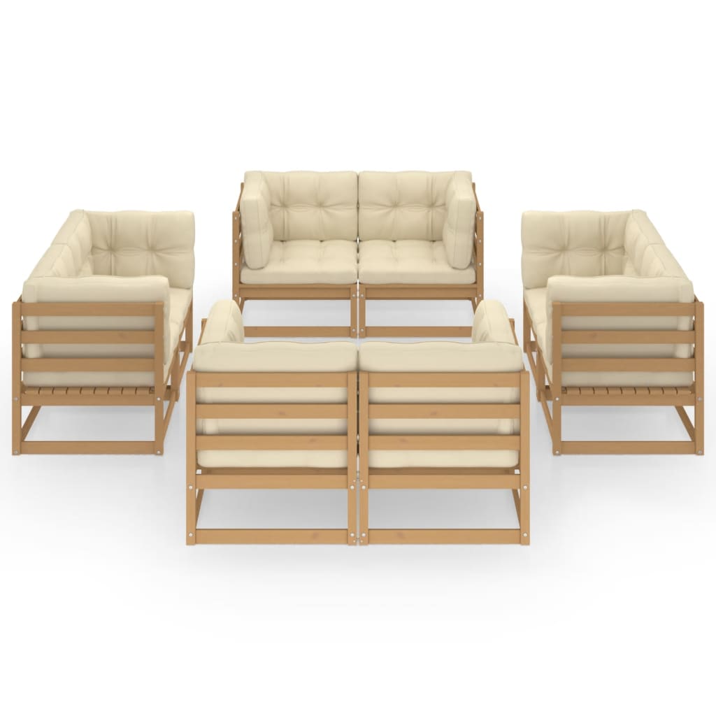 Set Divani da Giardino 8 pz con Cuscini Legno Massello Pino