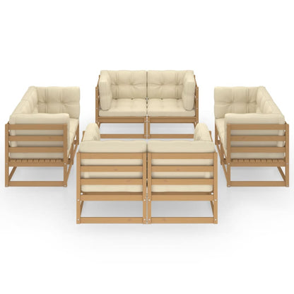 Set Divani da Giardino 8 pz con Cuscini Legno Massello Pino
