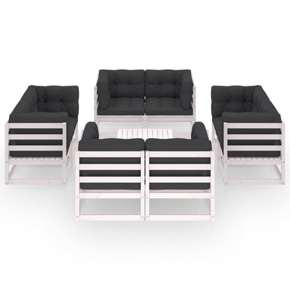Set Divani da Giardino 9 pz con Cuscini Legno Massello di Pino