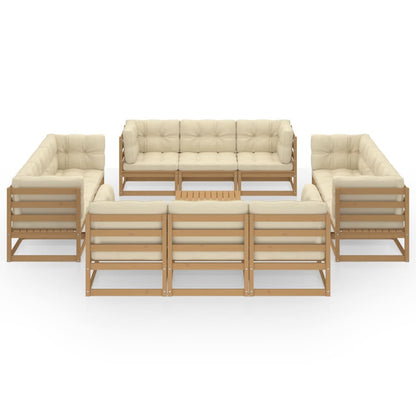 Set Divani da Giardino 13 pz con Cuscini Legno Massello di Pino