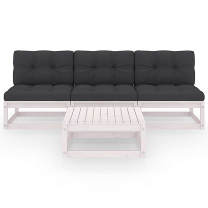 Set Divani da Giardino 4 pz con Cuscini Legno Massello Pino