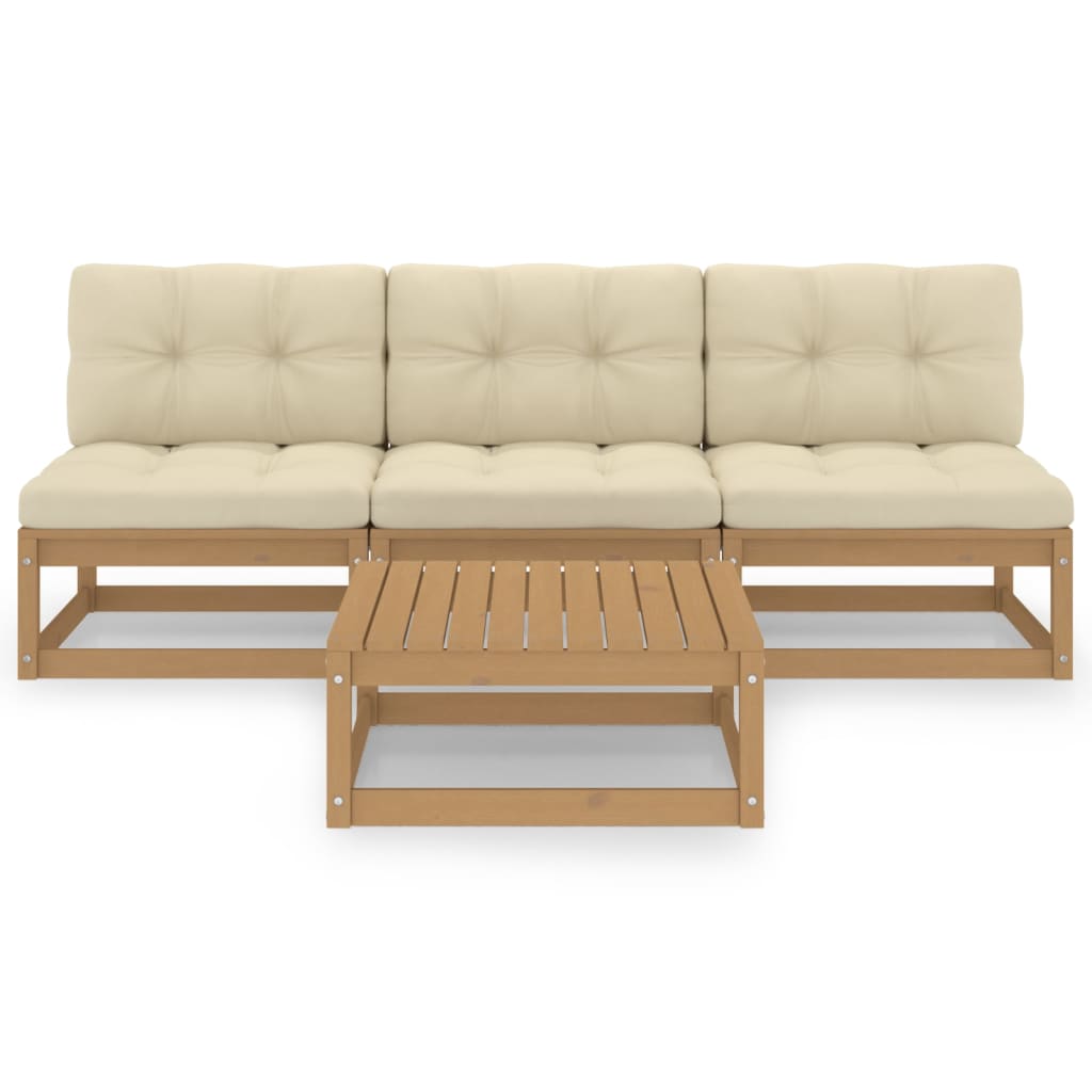 Set Divani da Giardino 4 pz con Cuscini Legno Massello Pino